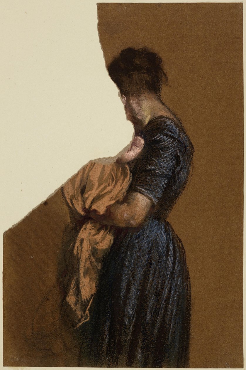 Žena s malým dítětem v náručí od Adolph Menzel