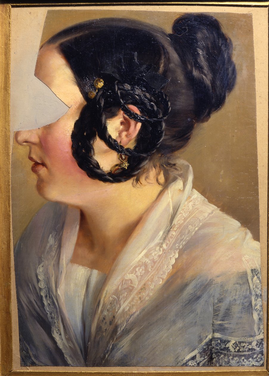 Portrét ženy. Fragment (Caroline nebo Friederike Arnold) od Adolph Menzel