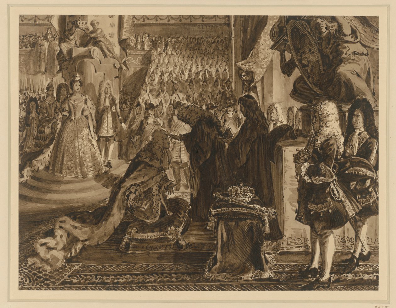 Fridrich I., král Pruska, pomazaný v Königsbergu dne 18. ledna 1701. Návrh pro „Paměti z brandenbursko-pruské historie“ od Adolph Menzel