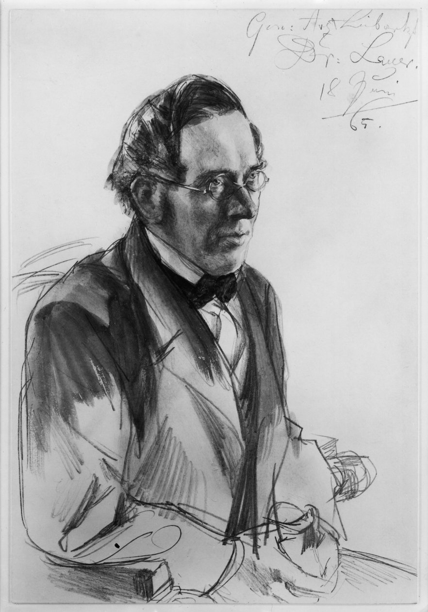 Generální a osobní lékař Dr. Gustav Lauer. Studie k obrazu „Korunovace Viléma I. v Königsbergu“ od Adolph Menzel