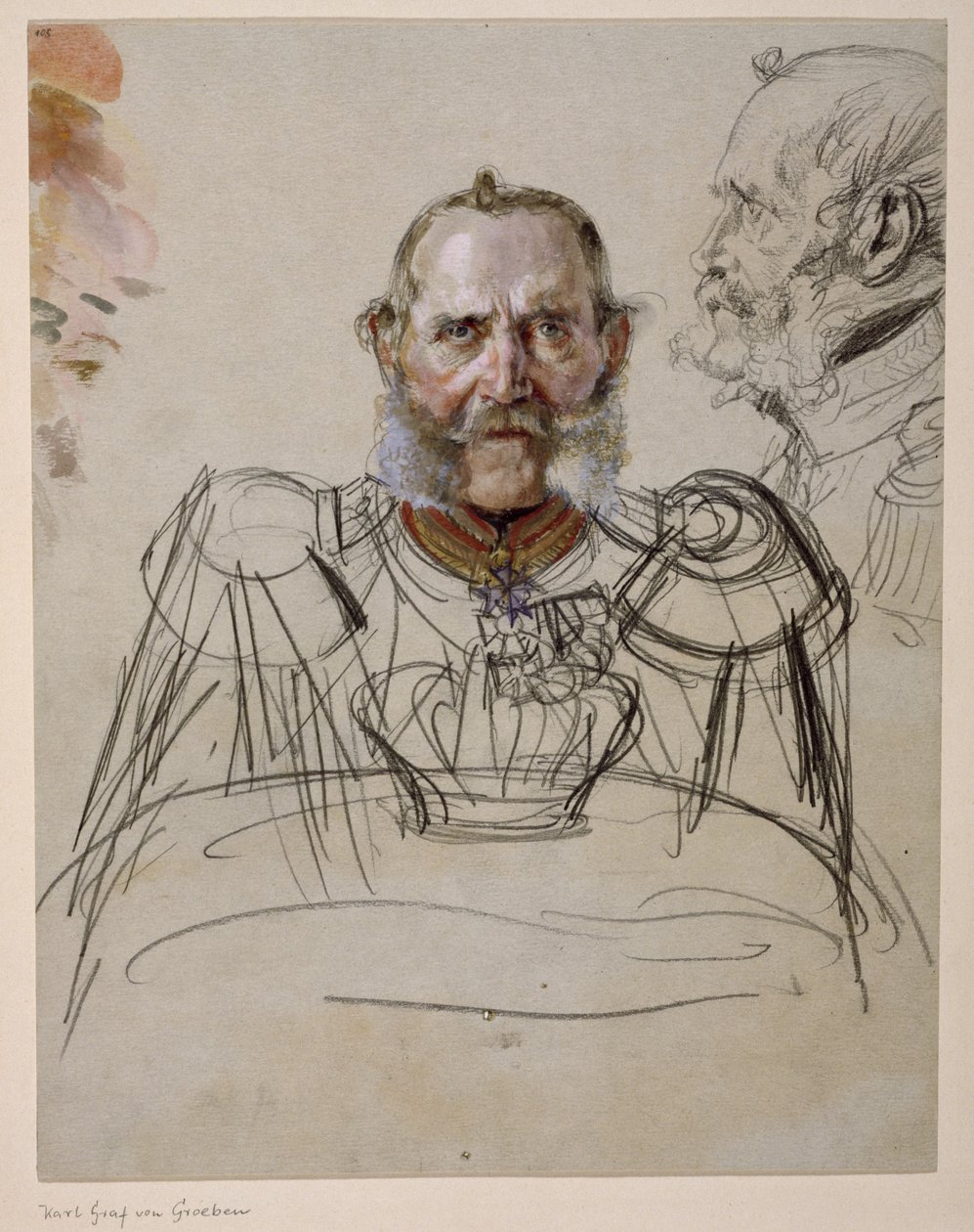 Generál Karel hrabě von der Groeben. Studie k obrazu „Korunovace Viléma I. v Královci“ od Adolph Menzel