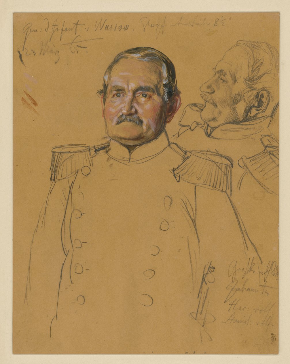 Generál von Wussow, portrétní studie k dílu „Korunovace Viléma I. v Königsbergu“ od Adolph Menzel