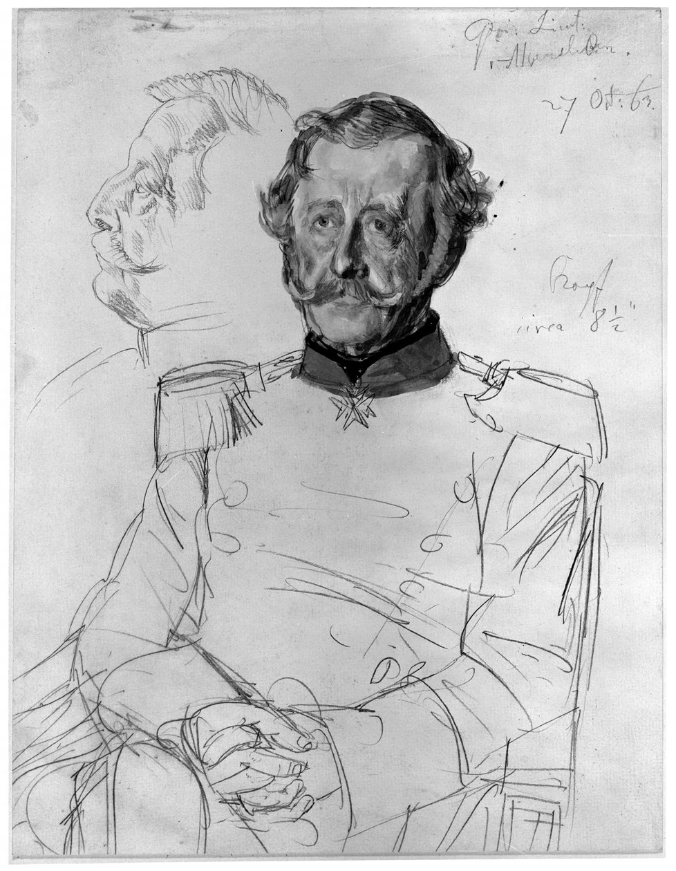 Gustav von Alvensleben. Studie k obrazu "Korunovace Viléma I. v Královci" od Adolph Menzel