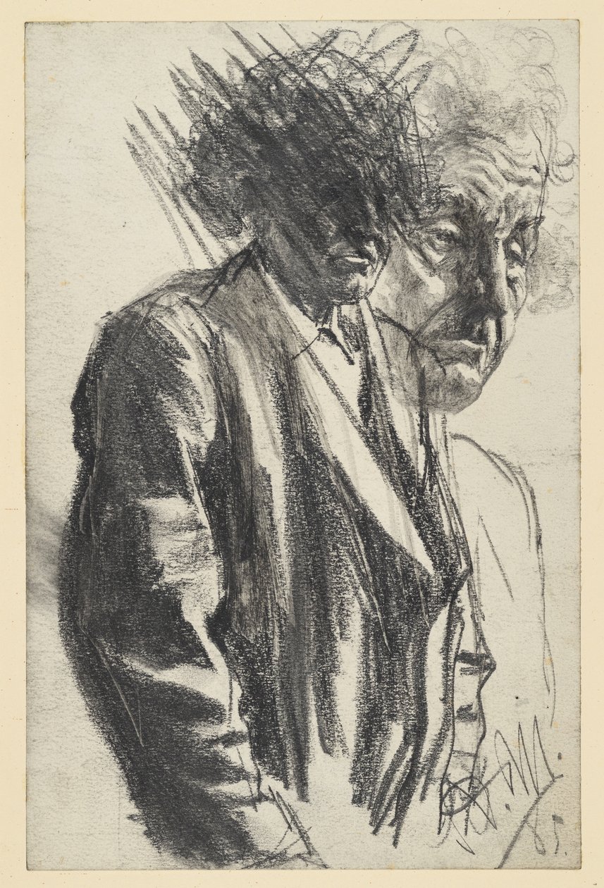 Polopostava starého muže (hlava vyřazena), obličej se opakuje od Adolph Menzel
