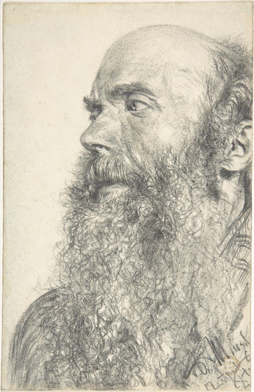 Hlava vousatého muže od Adolph Menzel