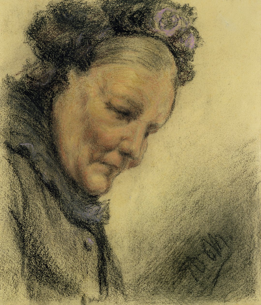 Hlava staré dámy (pastel a pastel na papíře) od Adolph Menzel