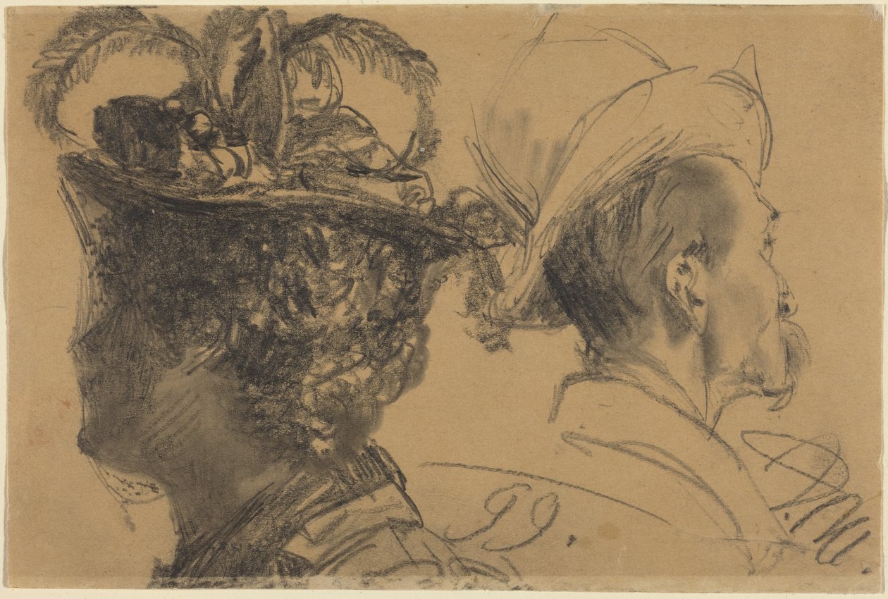Hlavy muže a ženy od Adolph Menzel