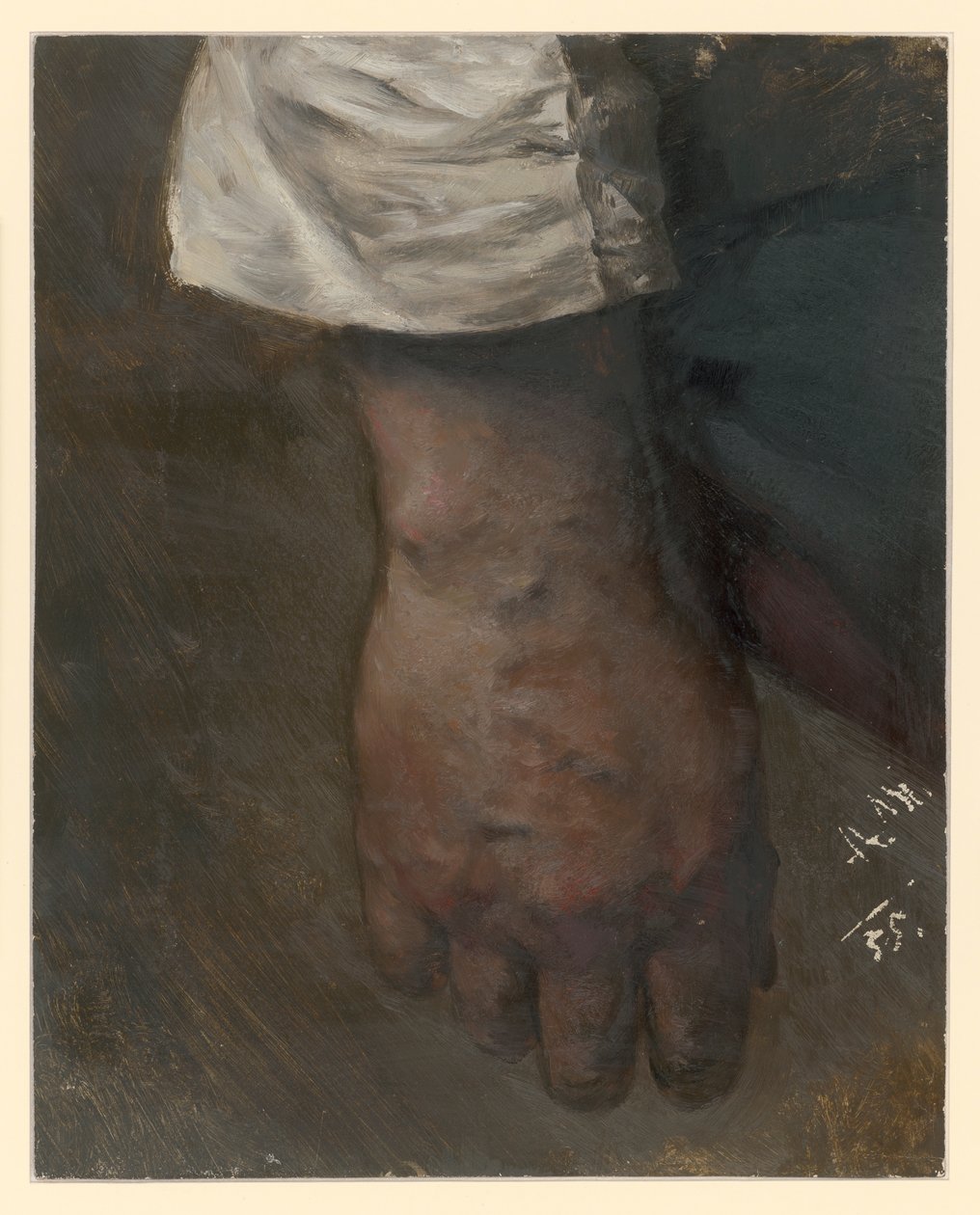 Visící pravá ruka s širokým lemem rukávu od Adolph Menzel
