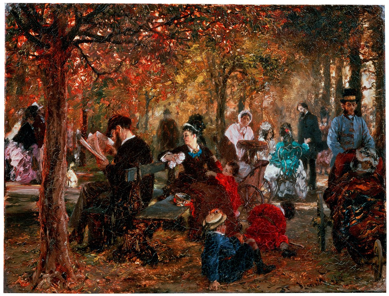 V Jardin de Luxembourg Vzpomínka na Jardin de Luxembourg, 1876. od Adolph Menzel
