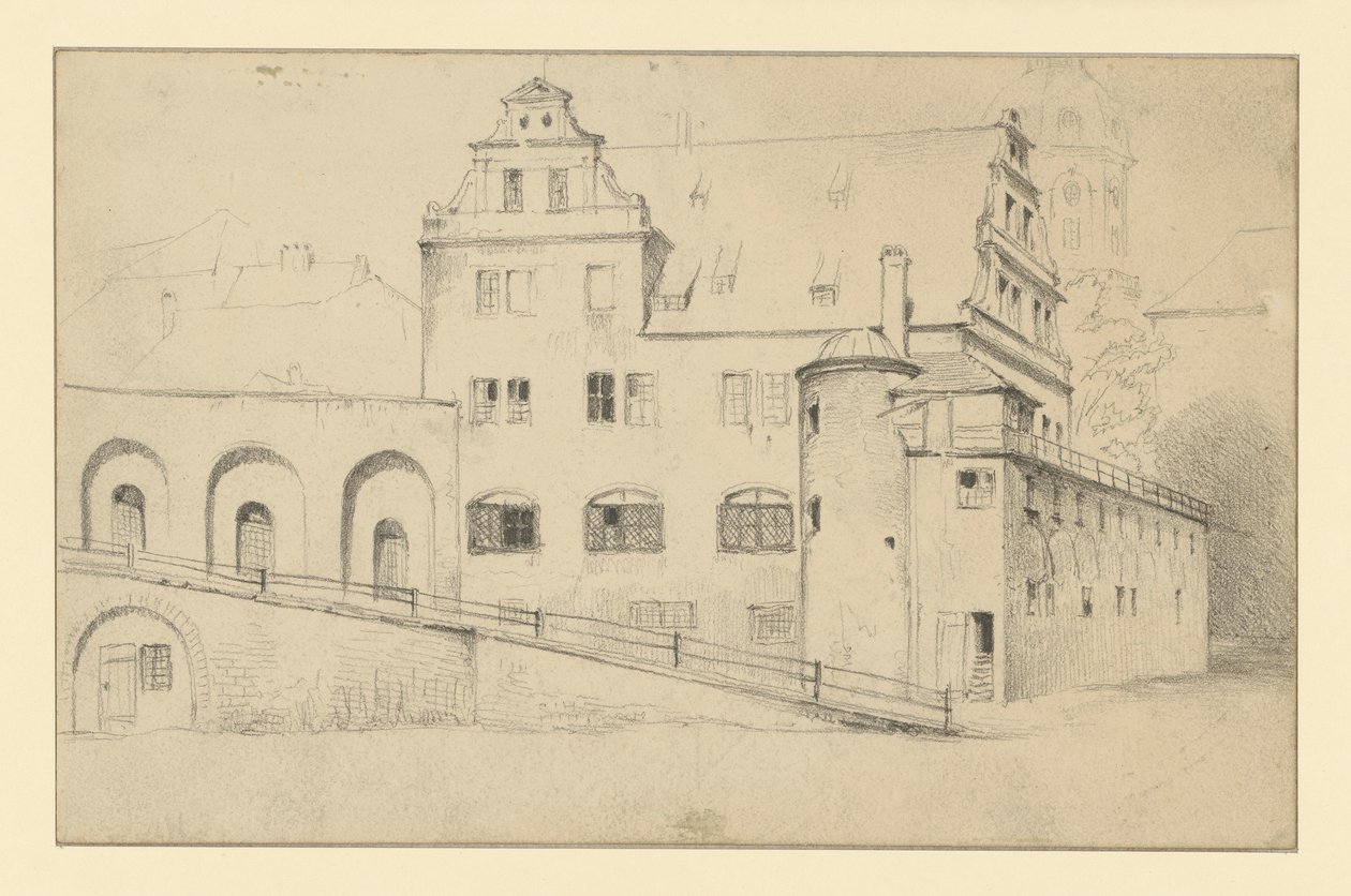 Budova kancléřství v Drážďanech, pohled ze Stallhofu od Adolph Menzel
