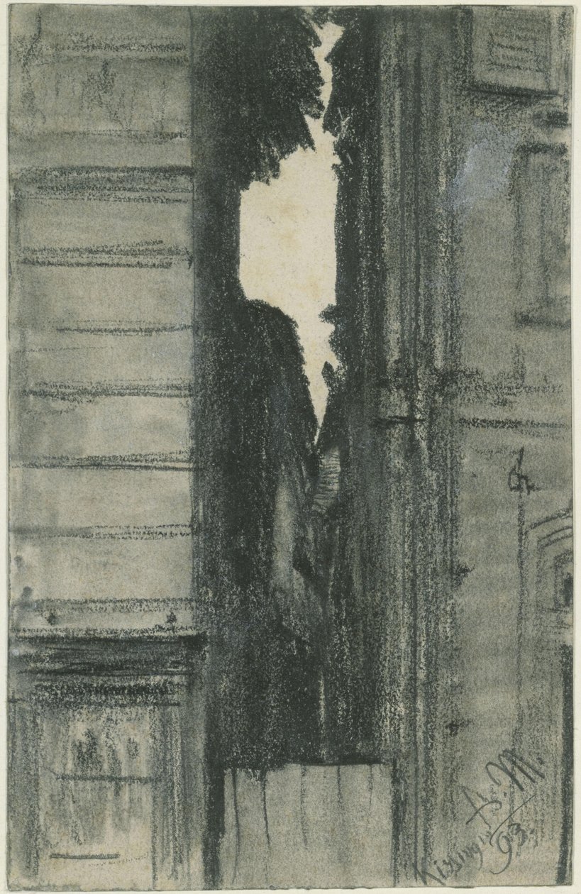Kissingen: Úzký průhled mezi dvěma domy od Adolph Menzel