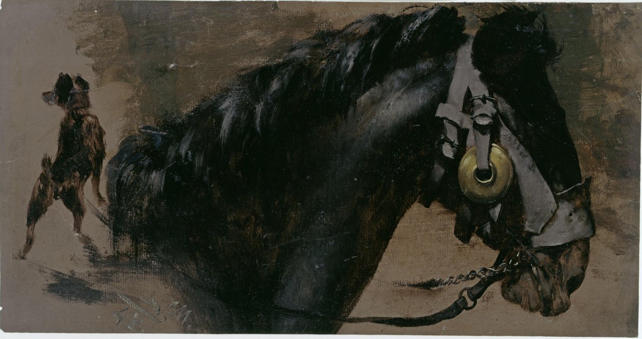 Hlava koně a psa od Adolph Menzel