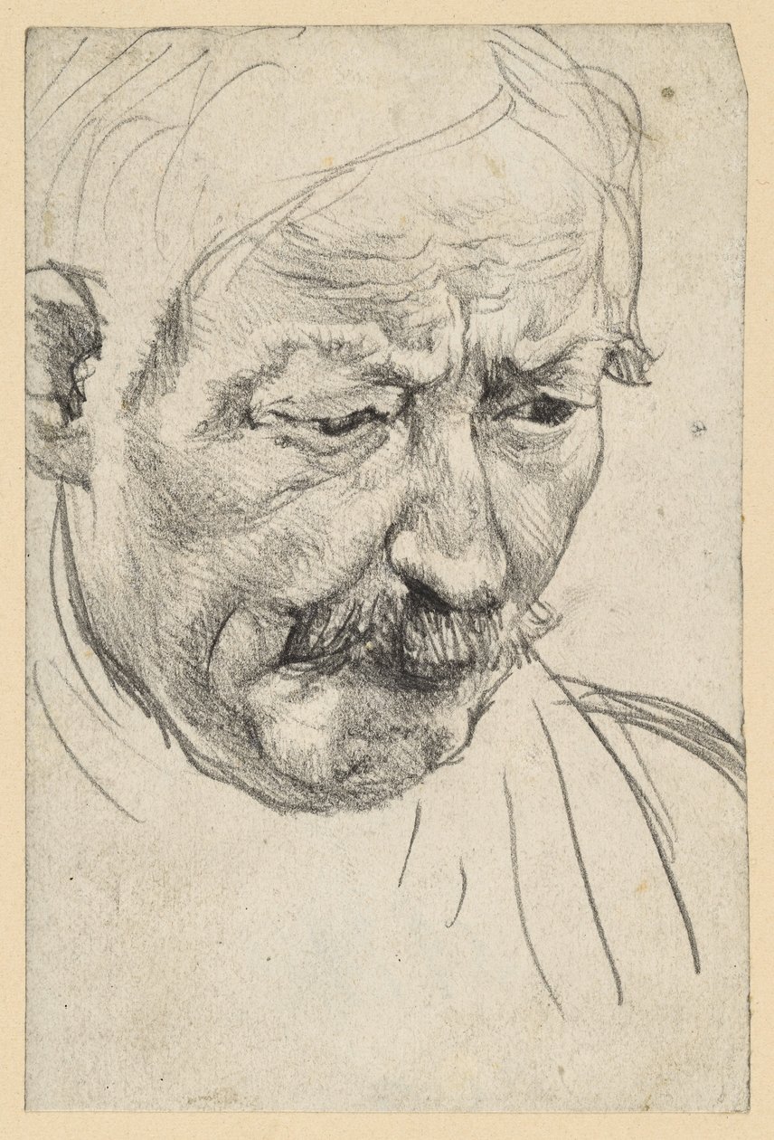 Hlava staršího muže s knírem od Adolph Menzel