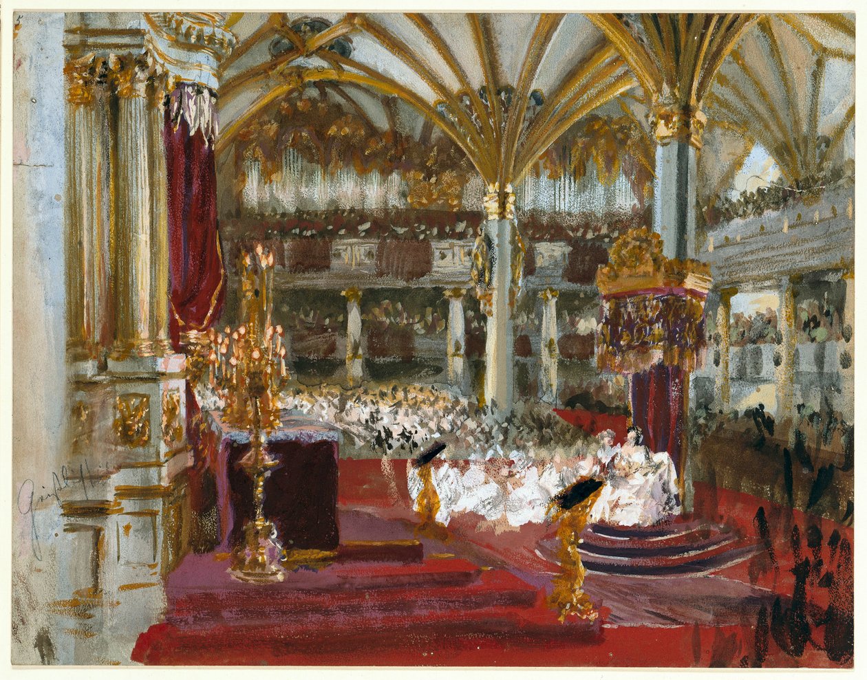 Korunovace Viléma I. v zámeckém kostele v Königsbergu, 1861 od Adolph Menzel