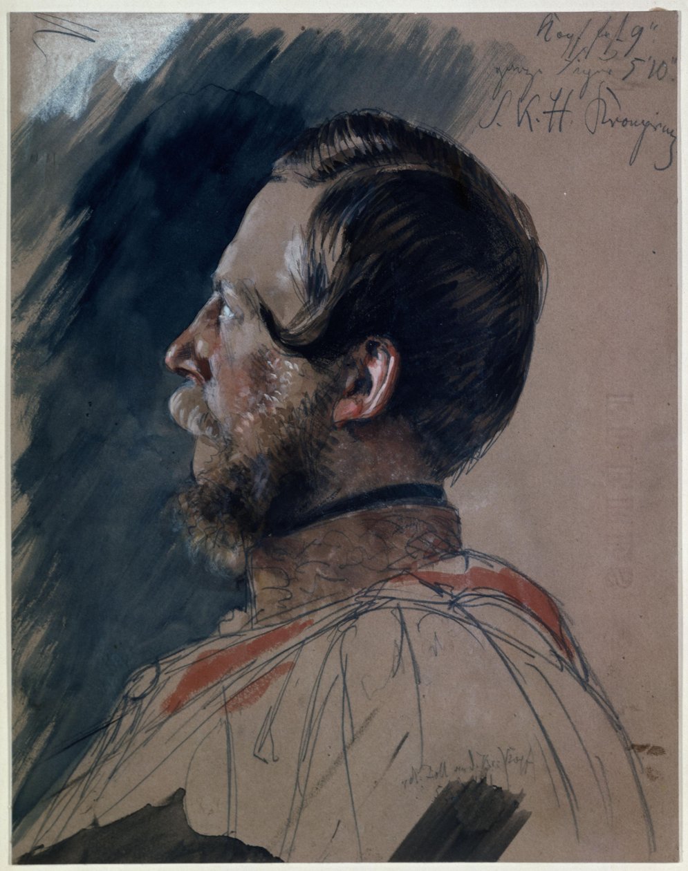 Korunní princ Friedrich Wilhelm. Studie k obrazu „Korunovace Viléma I. v Königsbergu“ od Adolph Menzel