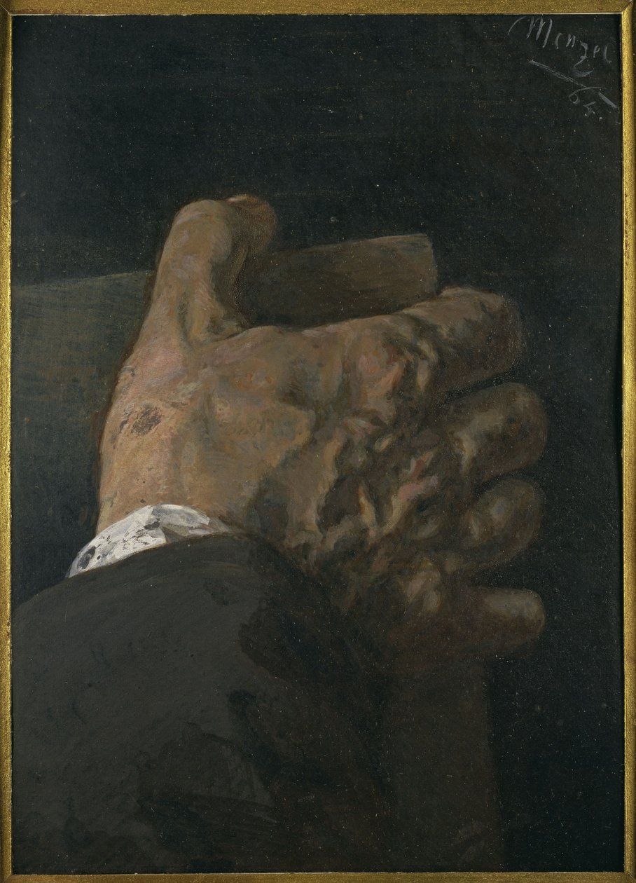 Mužská ruka držící desku od Adolph Menzel