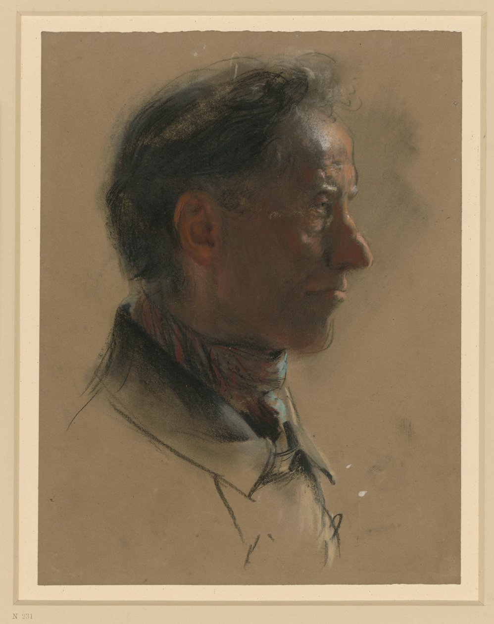 Mužská hlava otočená doprava od Adolph Menzel