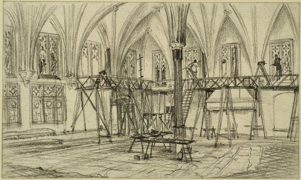 Malíři na lešení v letním refektáři hradu Marienburg od Adolph Menzel