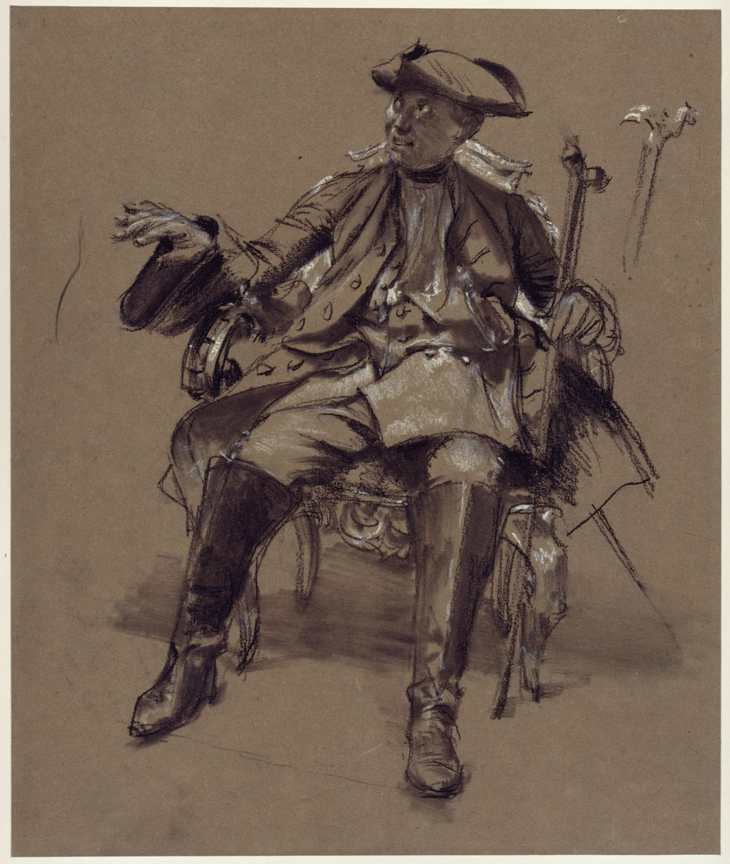 Modelová studie Friedricha I. v křesle od Adolph Menzel