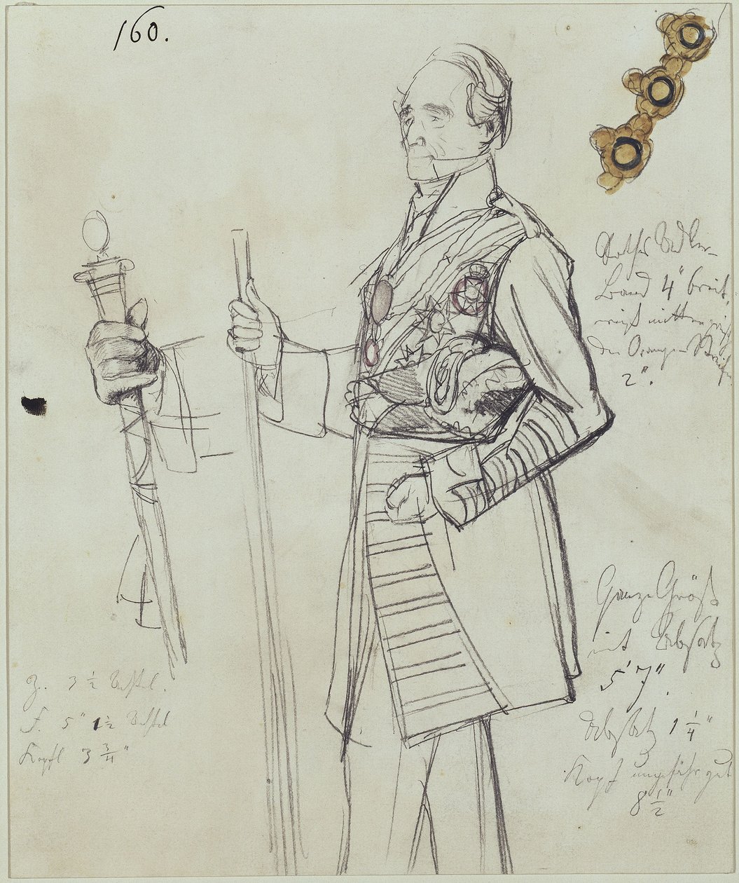 Vrchní ceremoniář Rudolf hrabě Stillfried-Alcantara. Studie k obrazu „Korunovace Viléma I. v Královci“ od Adolph Menzel