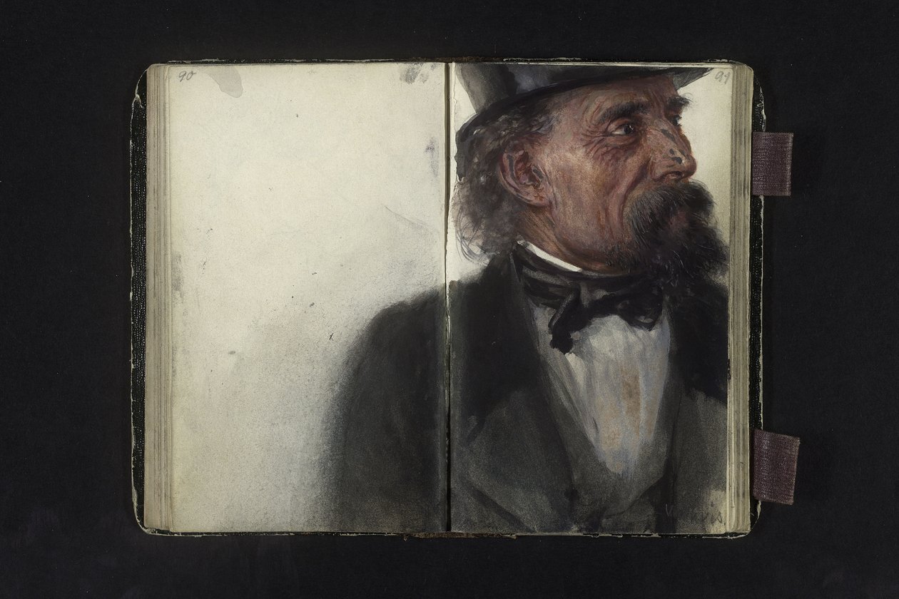 Portrét muže v cylindru od Adolph Menzel