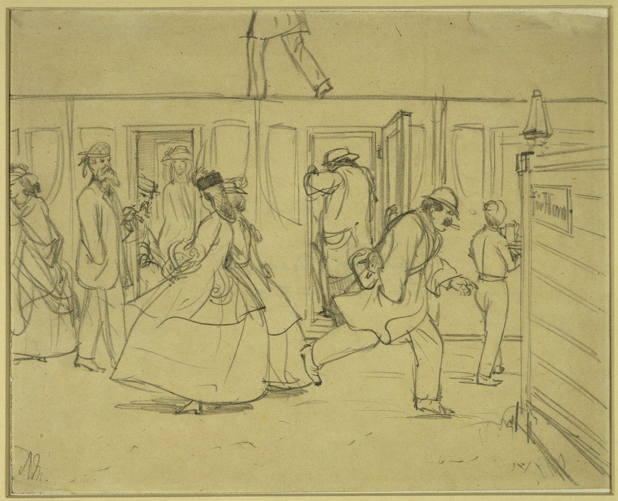 Cestující na železniční stanici („Pro pány“) od Adolph Menzel