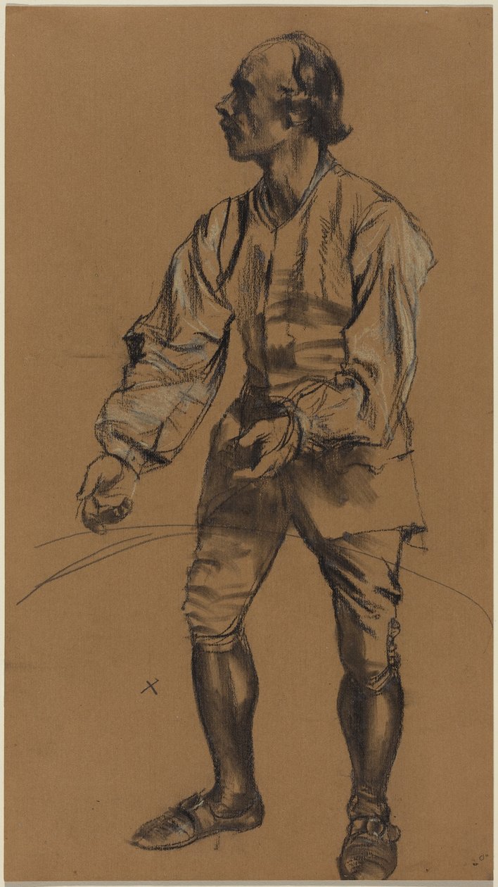 Richard Menzel pózuje v kostýmu z 18. století od Adolph Menzel