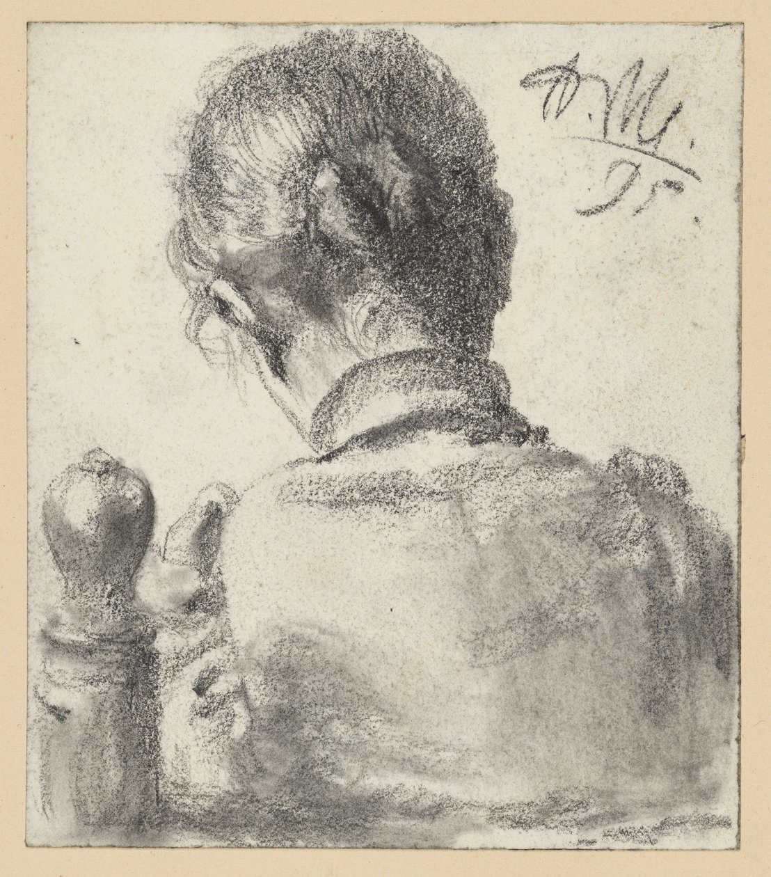 Pohled zezadu na ženu sedící na židli od Adolph Menzel