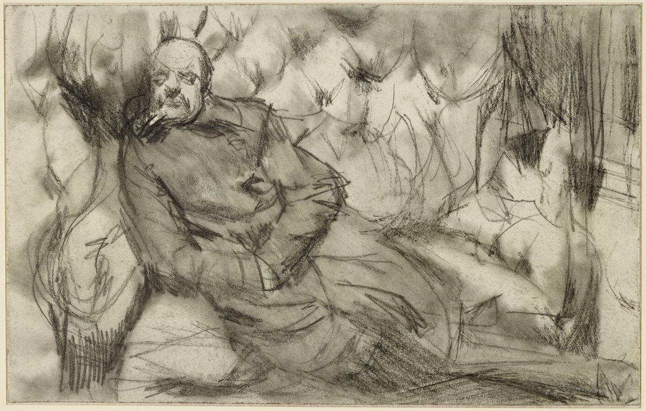 Spící muž v železničním kupé od Adolph Menzel