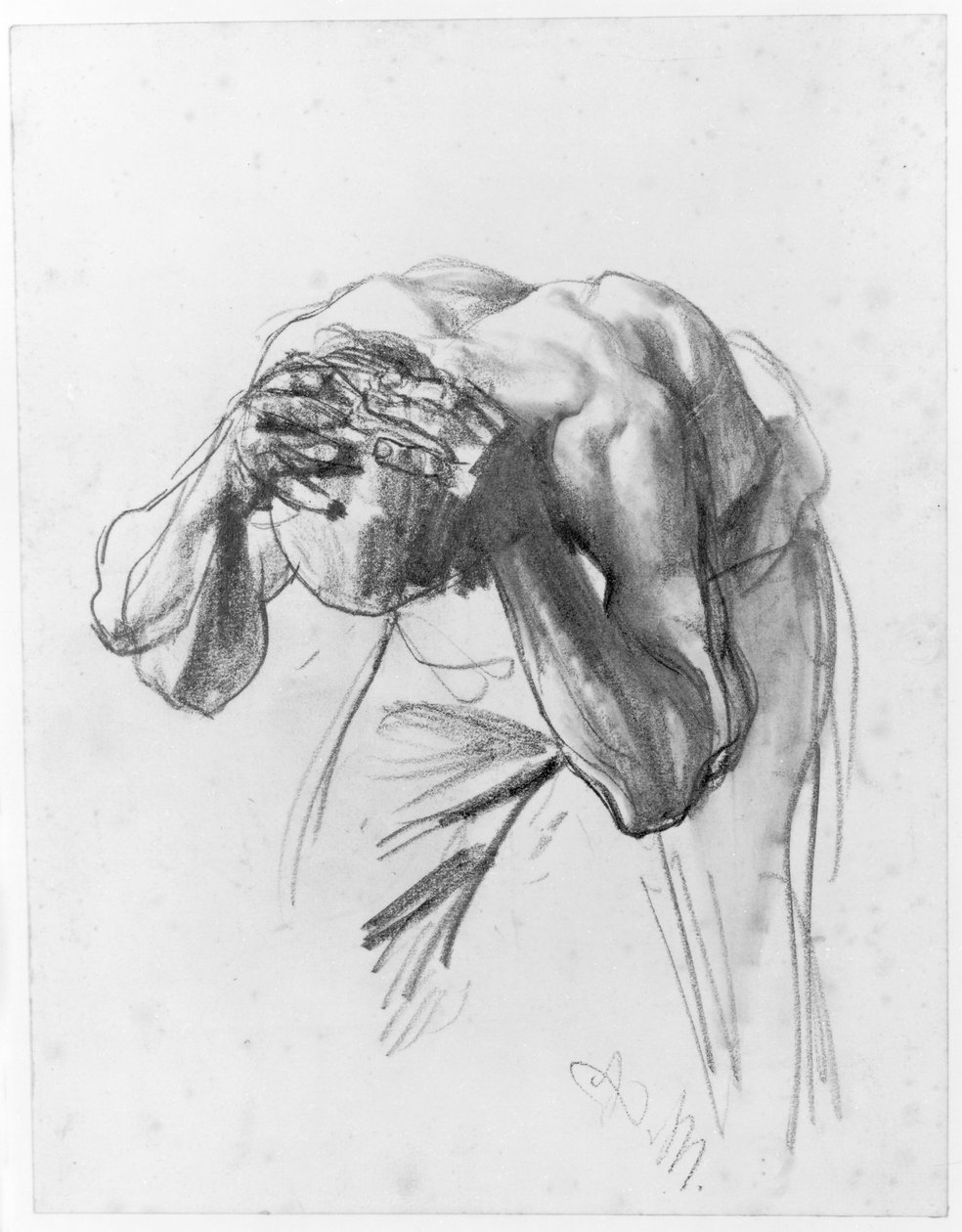 Dělník, který se myje. Studie k dílu „Válcovna železa. Moderní Kyklopové“ od Adolph Menzel
