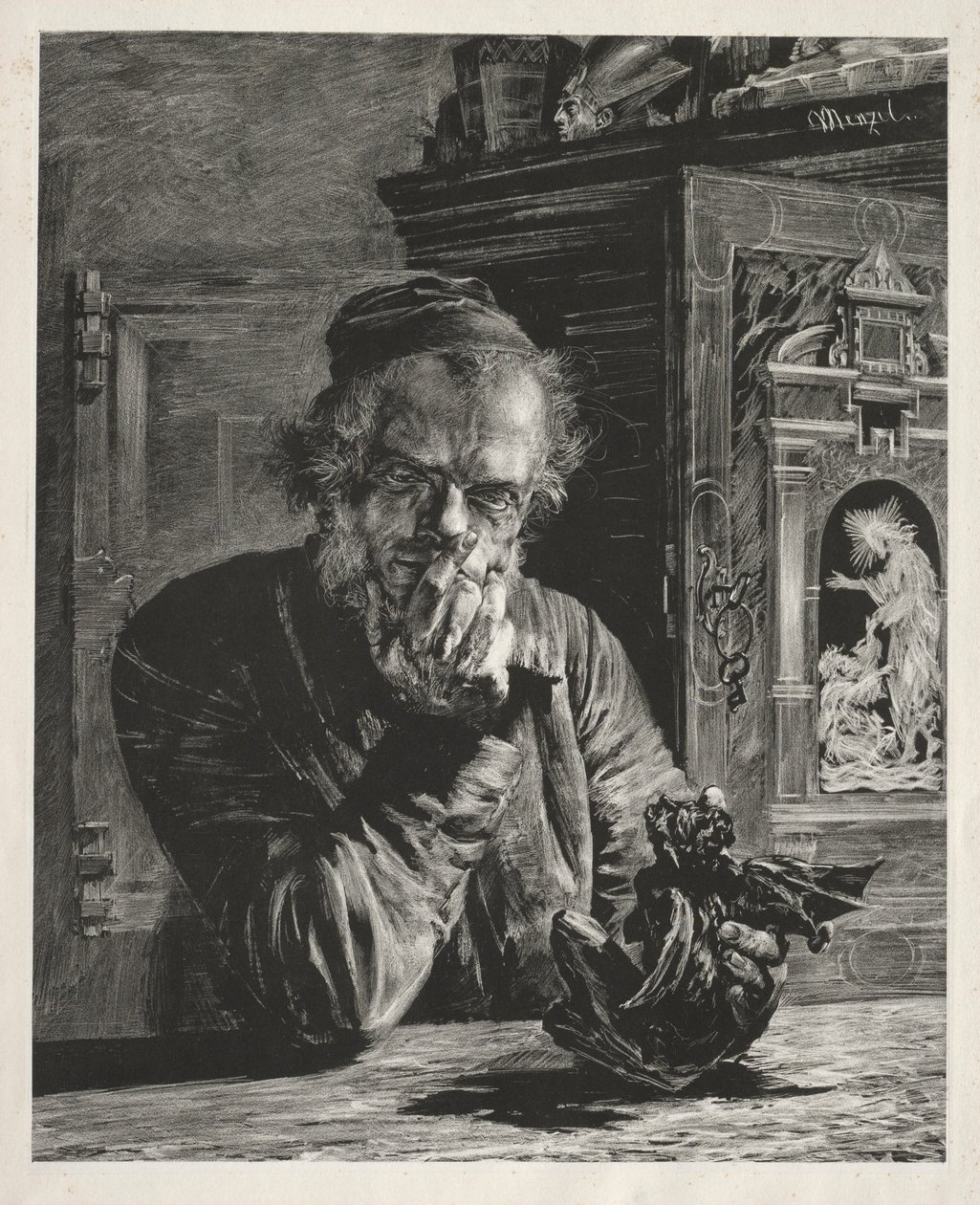 Antikvariát - Autoportrét, 1851. od Adolph Menzel