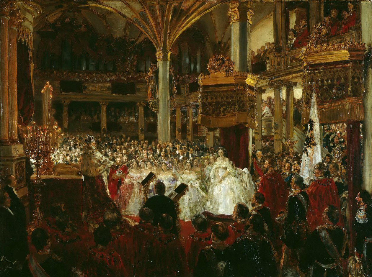 Korunovace Viléma I. jako pruského krále na zámku Königsberg v roce 1861, 1861. od Adolph Menzel