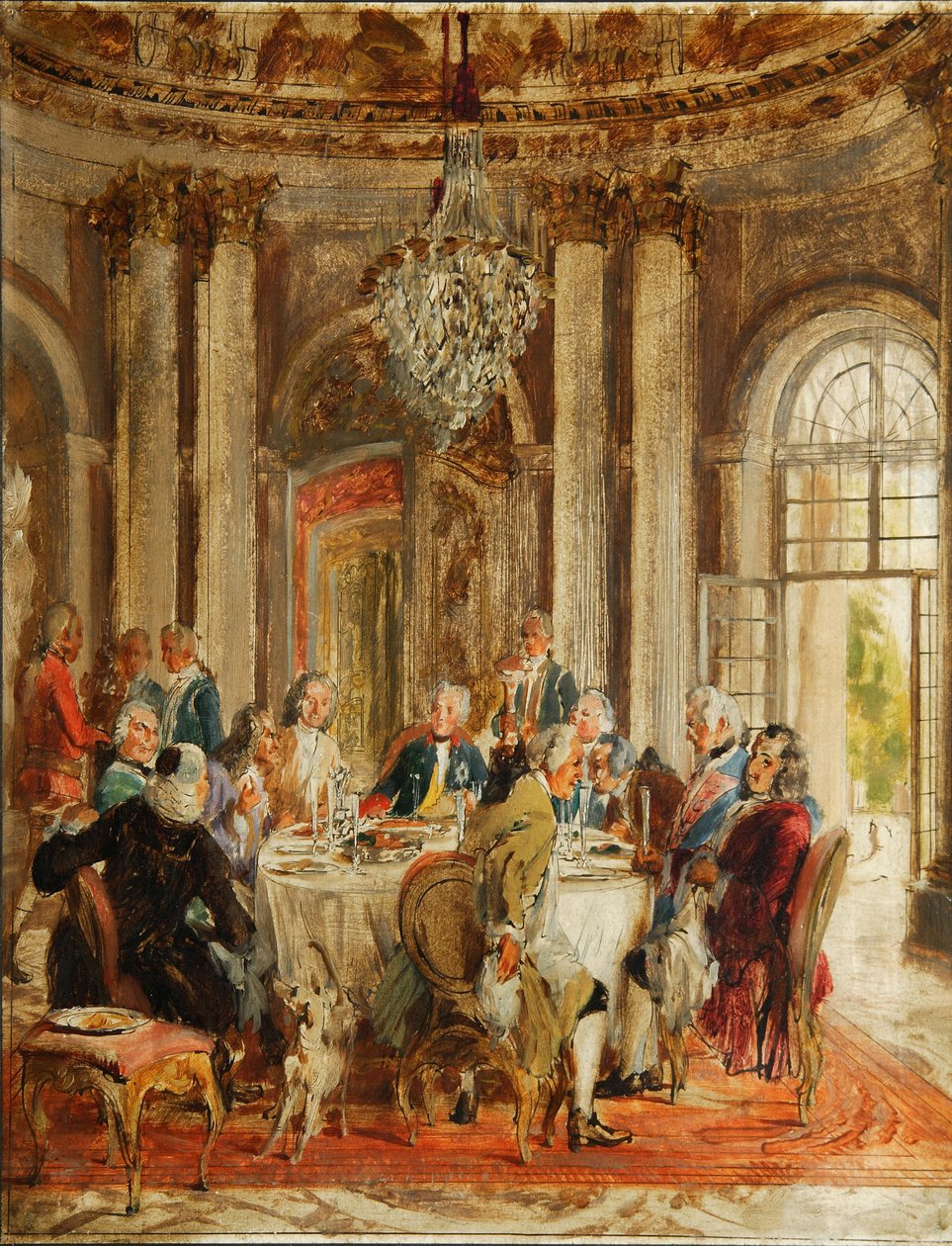 Skica Kulatého stolu Fridricha II v Sanssouci, 1848 od Adolph Menzel