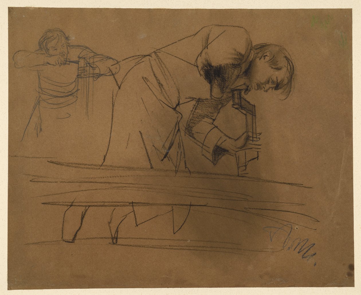 Truhlář pracující s vrtákem a dlátem od Adolph Menzel