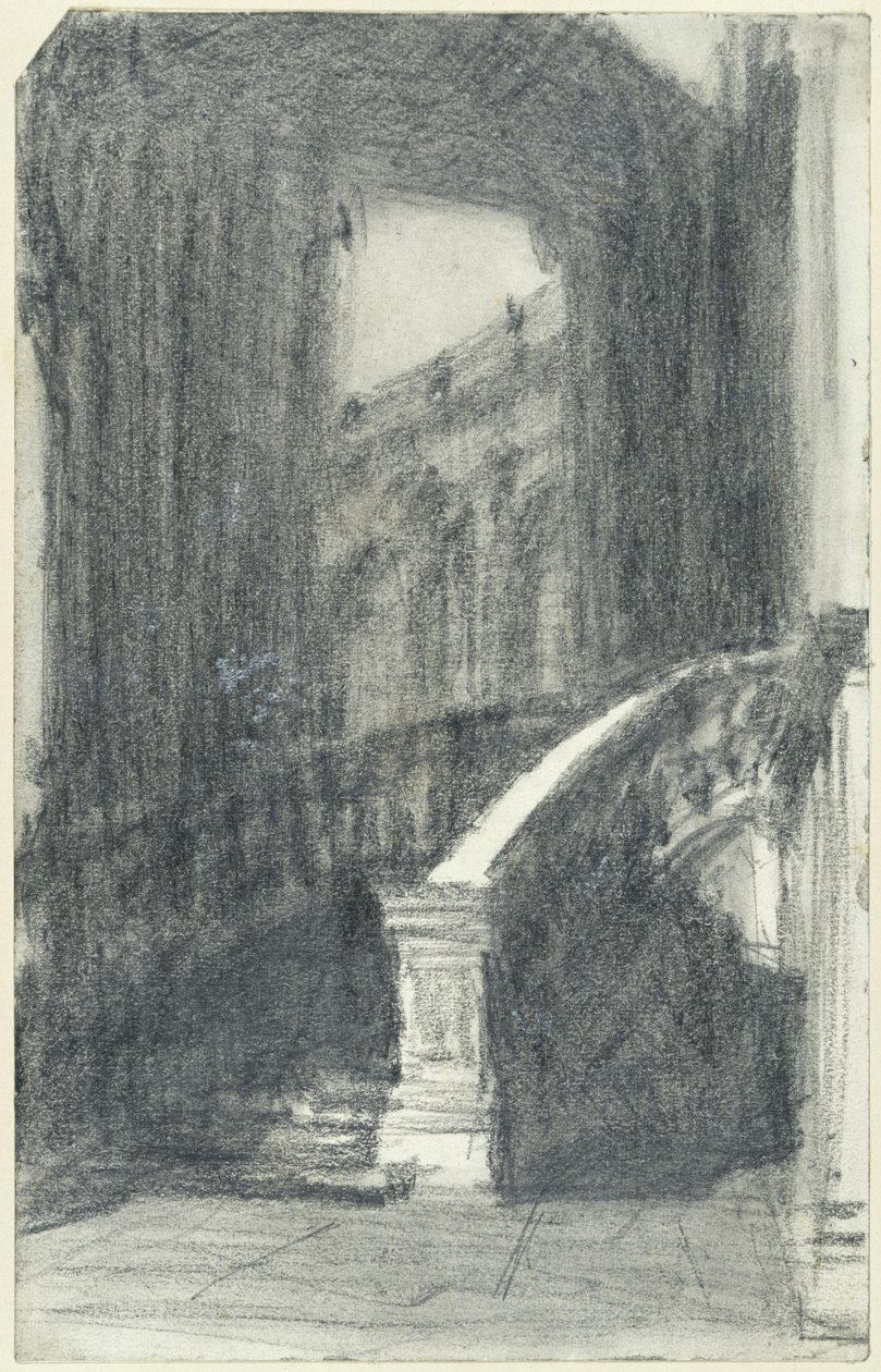 Schodiště v městském pavilonu Zwingers v Drážďanech v noci od Adolph Menzel