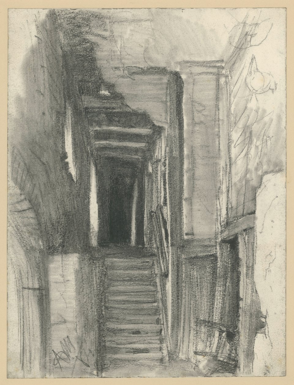 Schodiště a chodba ve starém statku od Adolph Menzel