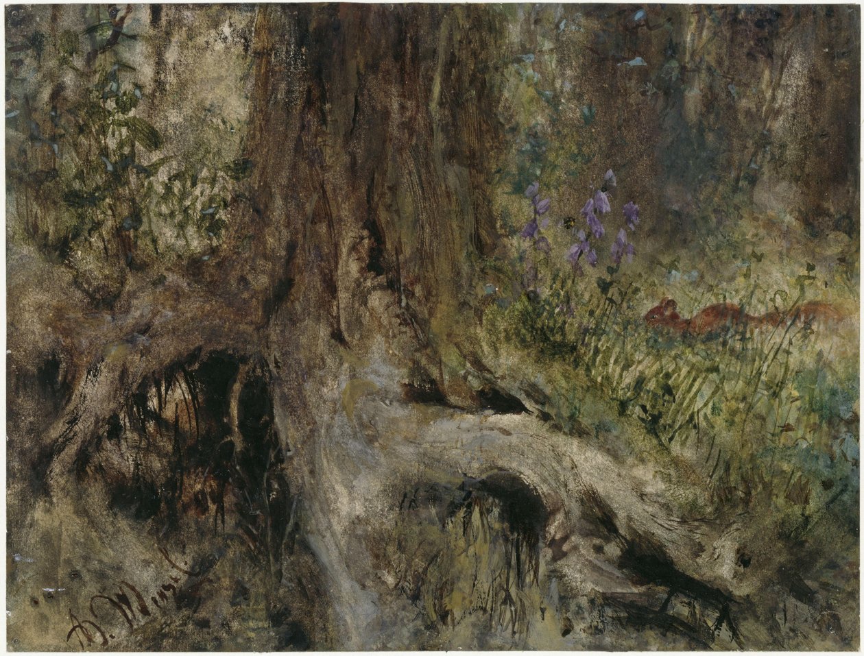 Lesní půda s veverkami. Z „Dětského alba“ od Adolph Menzel