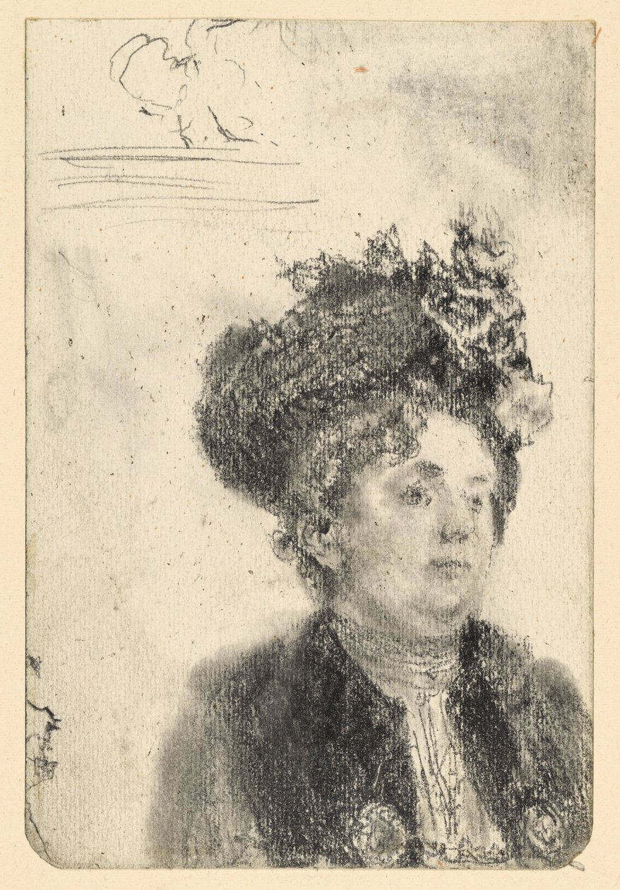 Ženská busta s kloboukem od Adolph Menzel
