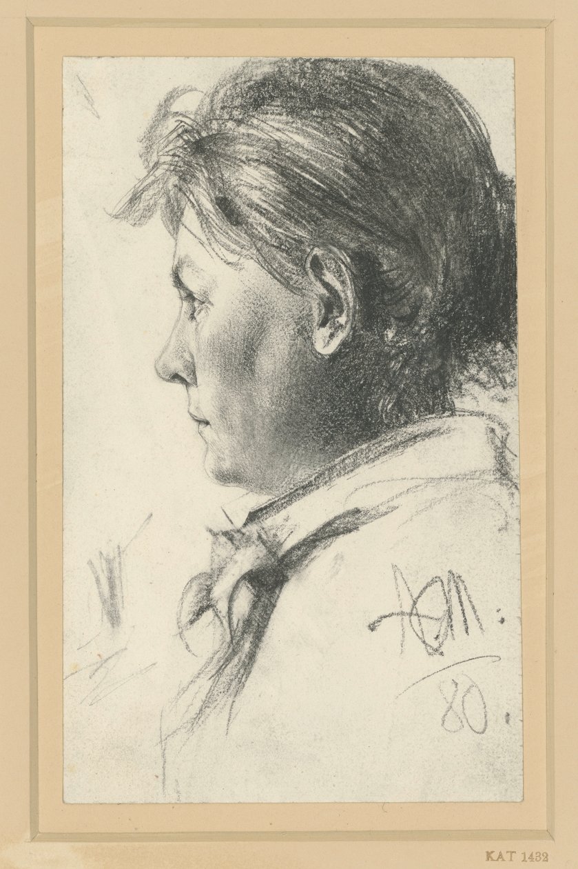 Ženský poprsní portrét otočený doleva od Adolph Menzel