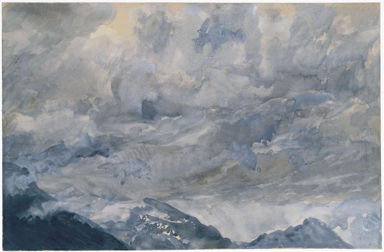 Obloha s mraky nad vrcholky hor od Adolph Menzel