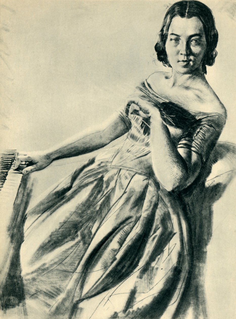 Žena u klavíru, 1846, 1943. od Adolph Menzel