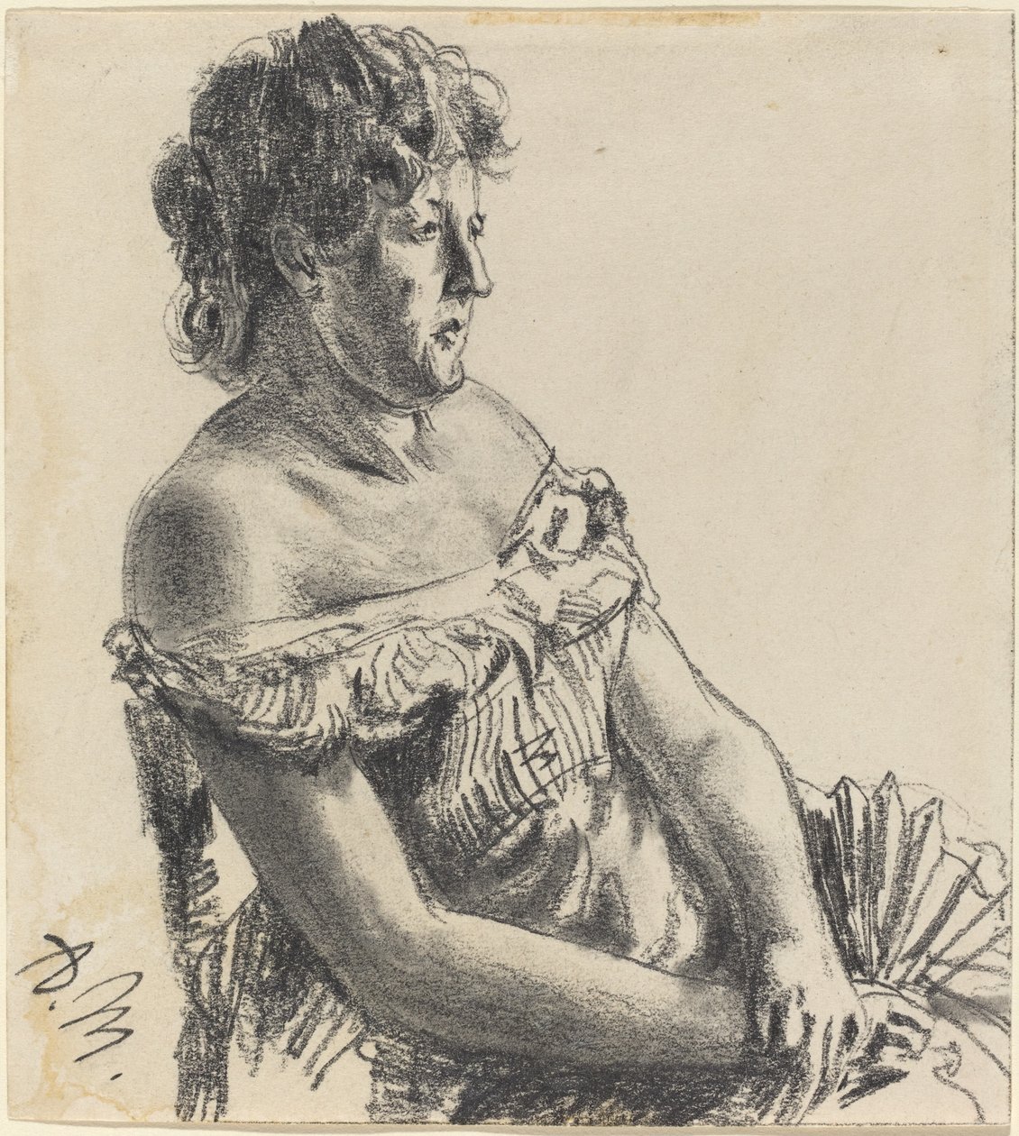 Žena v soudních šatech od Adolph Menzel