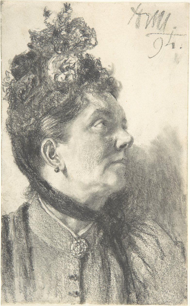 Žena s kloboukem z drceného sametu od Adolph Menzel