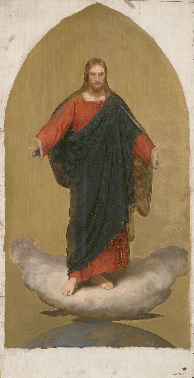 Christus auf dem Globus. Skizze für ein Altarbild od Adolph Tidemand