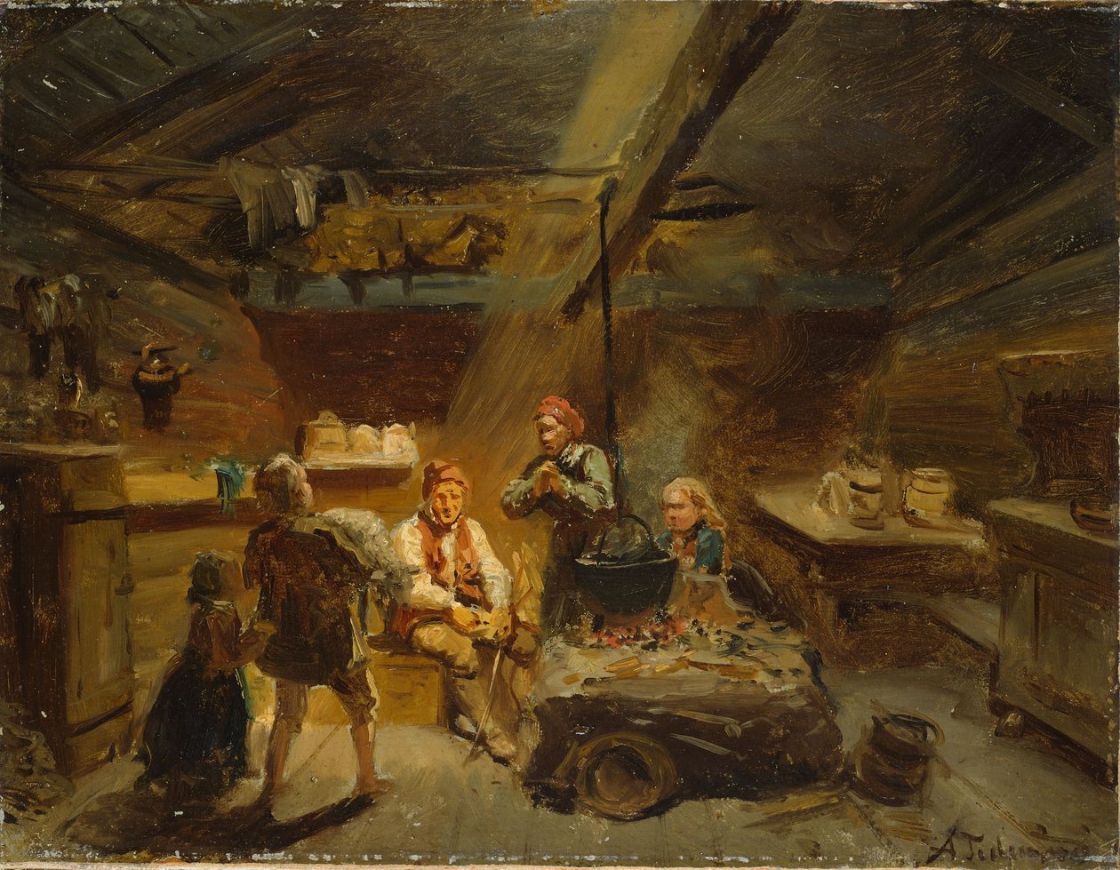 Chlapec, který přinese domů nemocné jehně od Adolph Tidemand