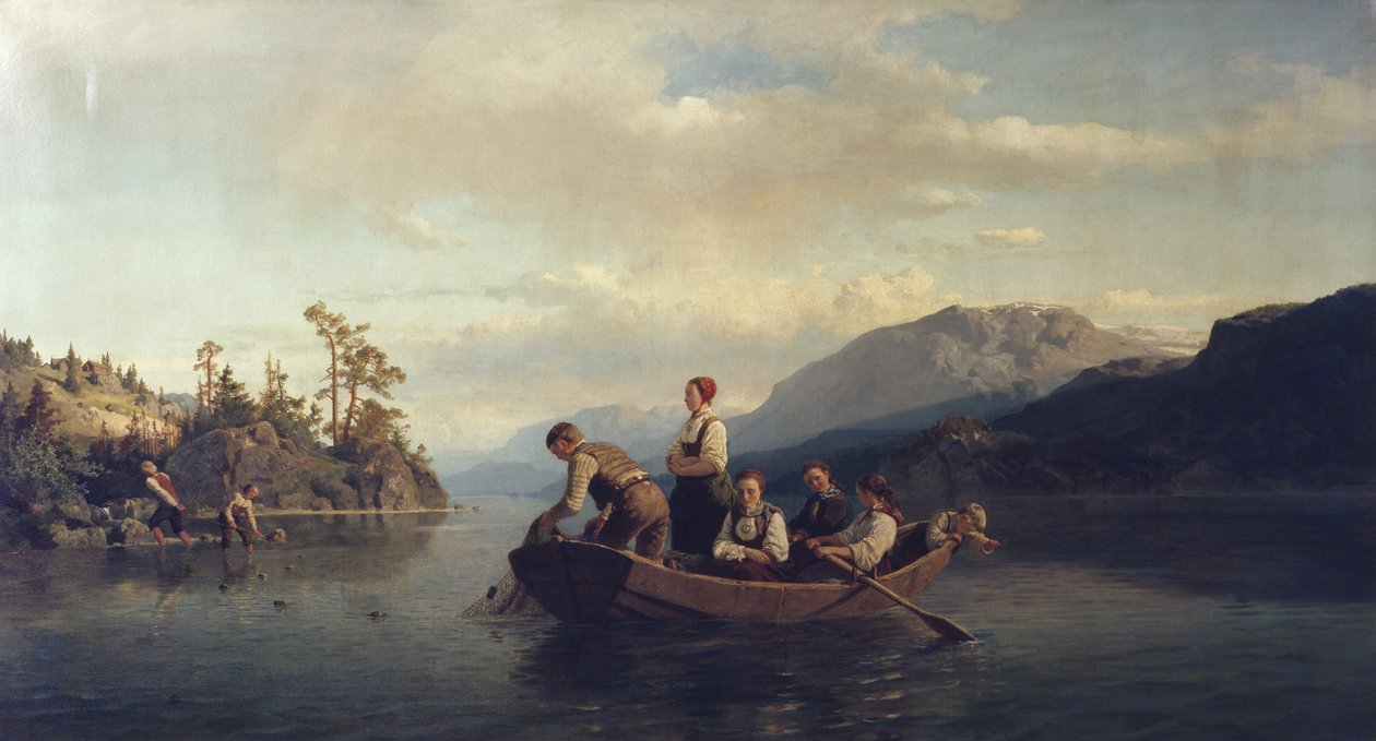 Večer v Krøderenu od Adolph Tidemand