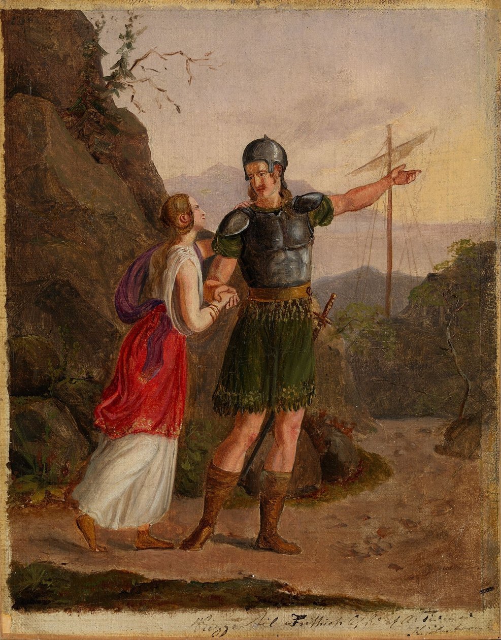 Fridtjofovo rozloučení, skica ke ztracenému obrazu od Adolph Tidemand