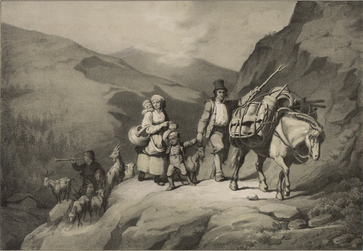 Ilustrace převzata z knihy Norsko vyrobené v Drawings od Asbjørnsen, P.Chr. a vydal Chr. Tønsberg (č. 1848) od Adolph Tidemand
