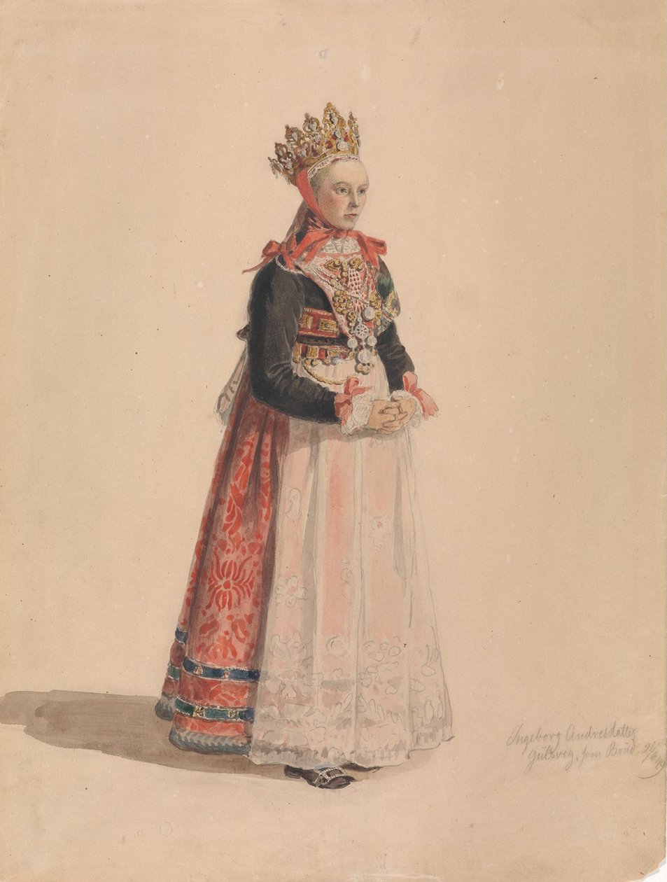 Ingeborg Andresdatter Gulsvik jako nevěsta od Adolph Tidemand