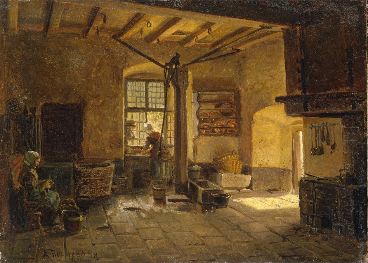 Interiér kuchyně od Adolph Tidemand